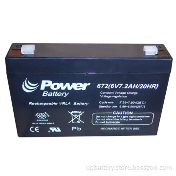 Sealed Lead Acid Battery 6V 7.2ah for Alarm System